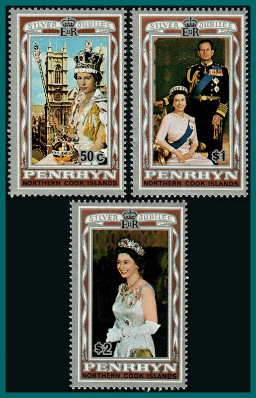 Penrhyn Island 1977 Silver Jubilee, MNH #87-89,SG100-SG102