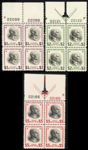 832-34, Mint VF NH Set of Three High Value Plates CV $437.50 - Stuart Katz