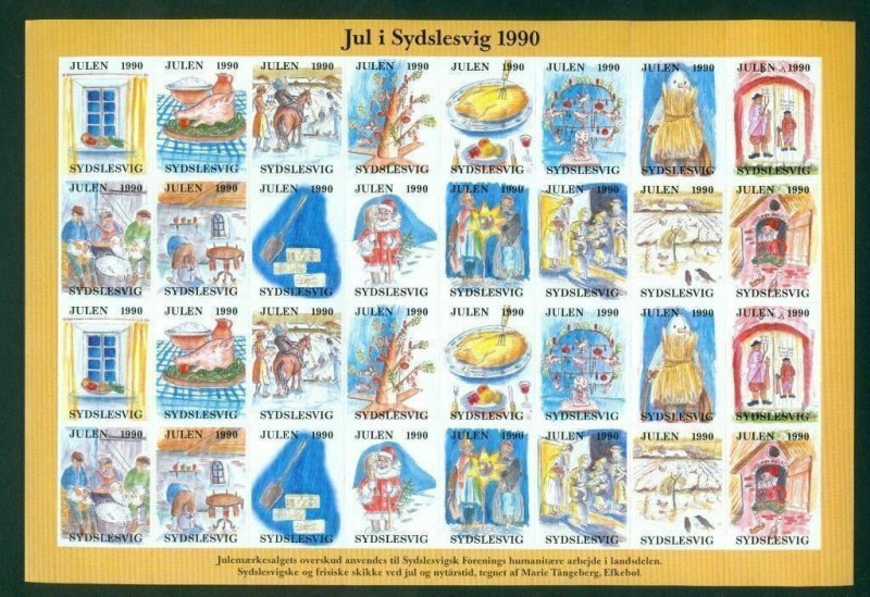 Denmark. Southslesvig Christmas Sheet 1990 Mnh. Christmas Traditions.Santa,Horse