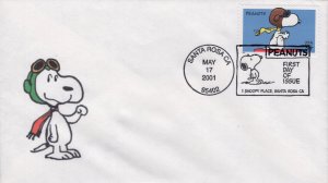 Unknown Cachet Printed FDC for the 2001 34-cent Peanuts Snoopy Stamp
