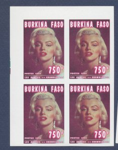 BURKINA FASO - Scott 1061 - MNH imperf block - Marilyn Monroe  - 1995