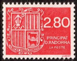 Andorra (French) #388 Booklet stamp MNH - 2.80fr red Coat Of Arms (1993)