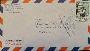 A) 1993, GUATEMALA, AMERICA UPAEP, FROM SANTA ROSA TO FINLAND, AIRMAIL, CRISTOBA