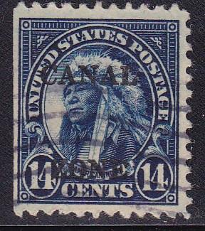 Canal Zone 1925 14c drk blue American Indian  Overprint Type-B F/VF/Used Nr.-89