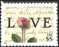 55 cents Rose & Love Letters, Stamp Mint OG NH F-VF | United States, General Issue Stamp / HipStamp