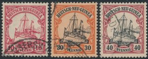 German New Guinea sc# 9,12,13 Used - Cancel at Kaiserswalde NOT New Guinea