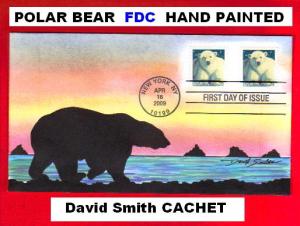  2009 Polar Bear FDC Hand Painted Cover Smith