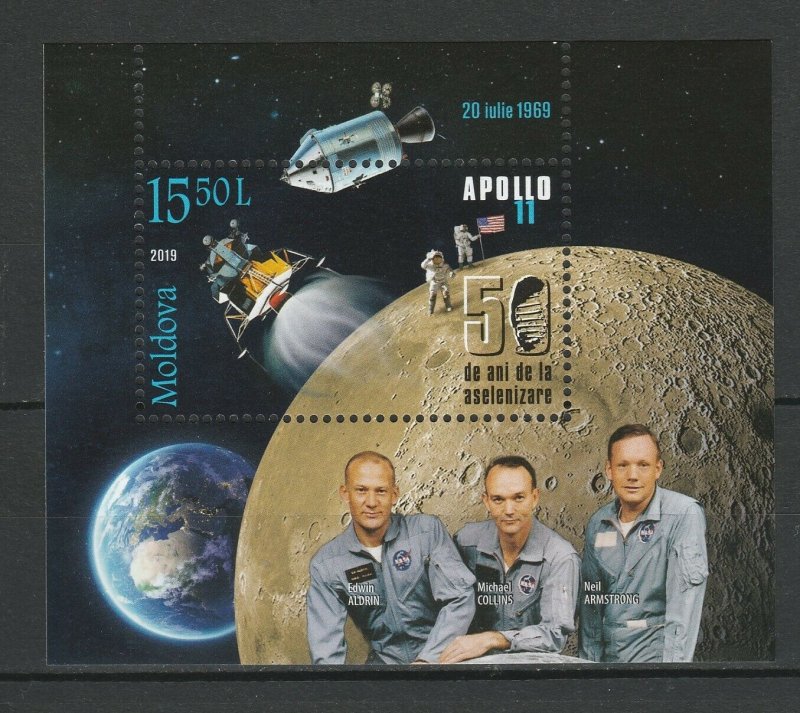 Moldova 2019 Space, Apollo 11 50th Anniversary Moon Landing MNH Block