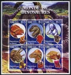 BENIN SHEET IMPERF DINOSAURS