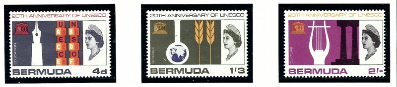 Bermuda 207-09 MNH 1966 Unesco