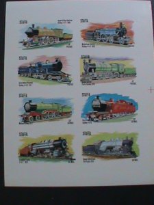 ​STAFFA-SCOTLAND -PROMOTION WORLD FAMOUS TRAINS-IMPERF MNH S/S -EST.$14 VF