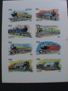 ​STAFFA-SCOTLAND -PROMOTION WORLD FAMOUS TRAINS-IMPERF MNH S/S -EST.$14 VF