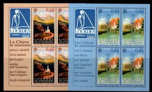 VATICAN CITY SG1536/7 2008 APPARITION AT LOURDES SHEETLET MNH