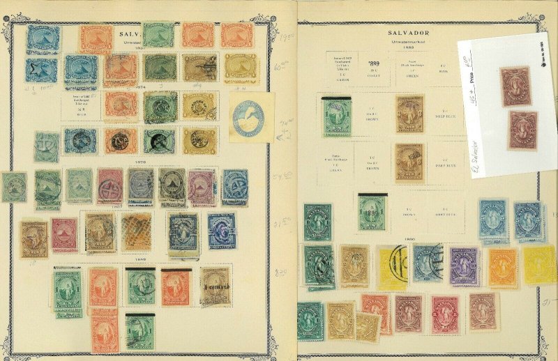 El Salvador Mint & Used Hinged on Old Scott Specialty Pages 1867-1952