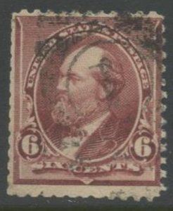 US Sc#224 1890 6c Garfield ABN Small Size F-VF Centered with Trimmed Perfs Used