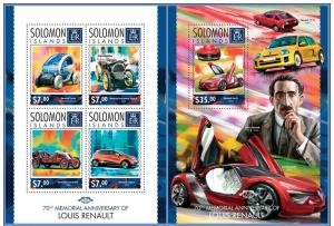 SOLOMON IS. 2014 2 SHEETS slm14310ab LOUIS RENAULT CARS 