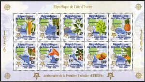 Ivory Coast 2005 50 Years of Europa CEPT stamps sheet of 10 MNH