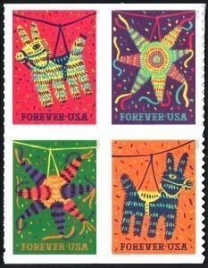 U.S.#5812-5815 Pinatas 66c FE Mixed Booklet Block of 4, MNH.