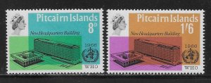 Pitcairn Islands 62-63 WHO Headquarters set MNH c.v. $7.25