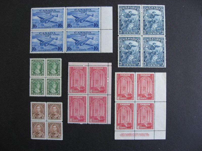 CANADA 6 old better MNH blocks of 4, check them out!