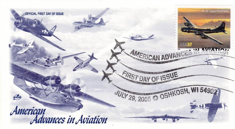 U.S. 2005 Advances in Aviation (10) on Colorful Artcraft First Day Covers  VF