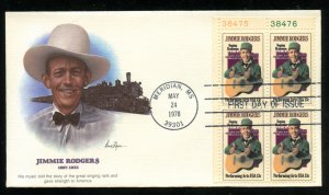 US 1755 Jimmie Rodgers, Country Hall of Fame PB  UA Fleetwood cachet FDC