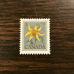 CANADA Scott 708 Used -3¢ Canadian Lily (Printed on the Gum Side (1) -NH, Superb