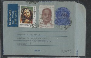 INDIA COVER (P2612B)  1981 25 AEROGRAM+35+2R SENT TO DENMARK 