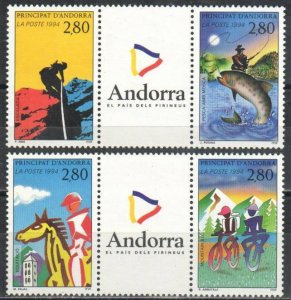 Andorra, French Stamp 439-442  - Tourist sports