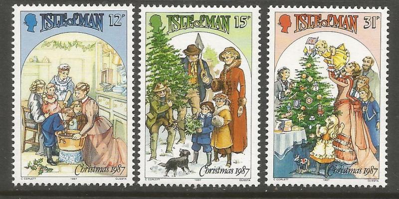 ISLE  OF MAN 344-346  MNH, VICTORIAN FAMILY SCENE DRAWINGS