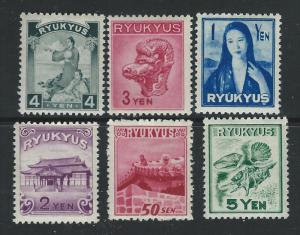 RYUKYUS SC # 8 - 13  MNH