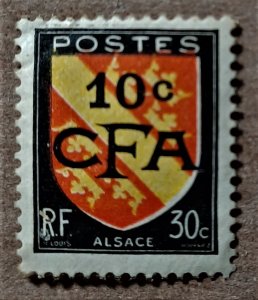 Reunion #268 10c on 30c Arms of Alsace MDG (1949)