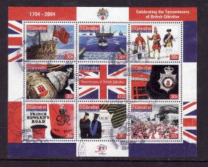 Gibraltar-Sc#965-used sheet-British Gibraltar-Flags-2004