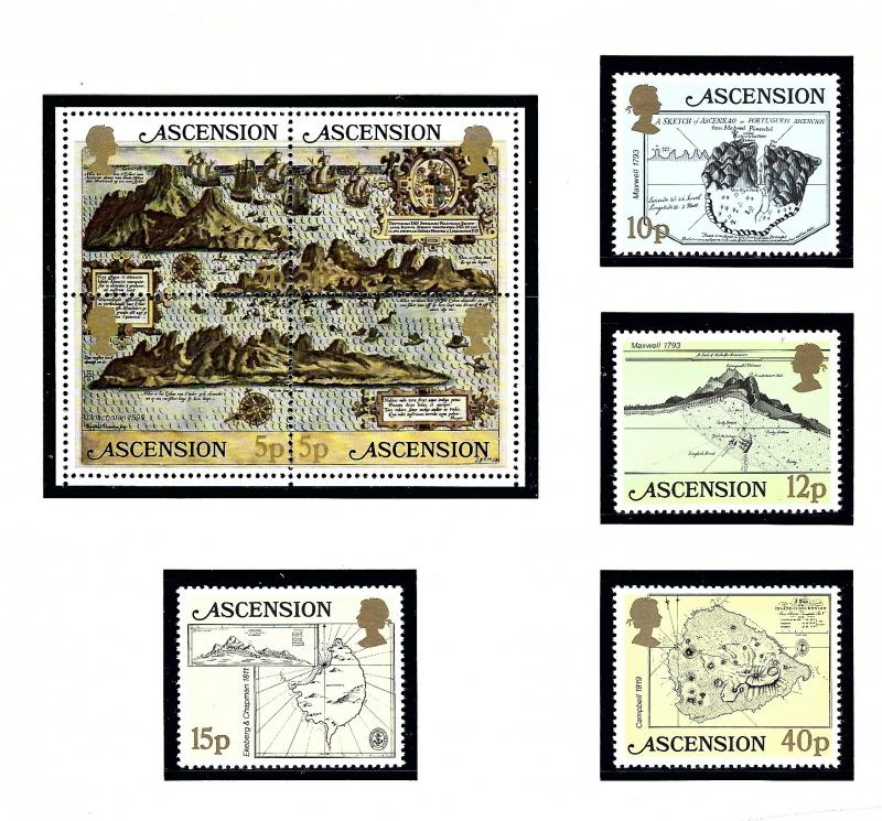 Ascension 289-93 MNH 1981 Old Maps of Ascension