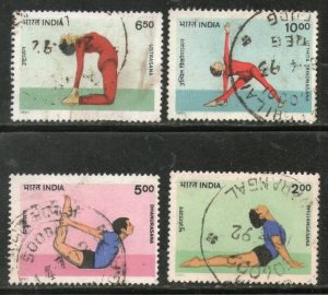 India 1991 Yogasana Health 4v Sc 1395-98 Used Set