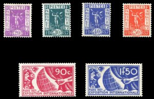 France, 1900-1950 #315-320 Cat$102.25, 1936 Paris Expo, set of six, never hinged
