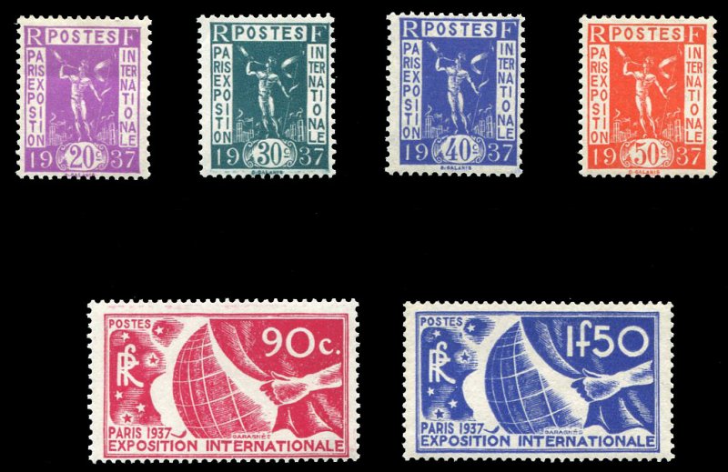 France, 1900-1950 #315-320 Cat$102.25, 1936 Paris Expo, set of six, never hinged