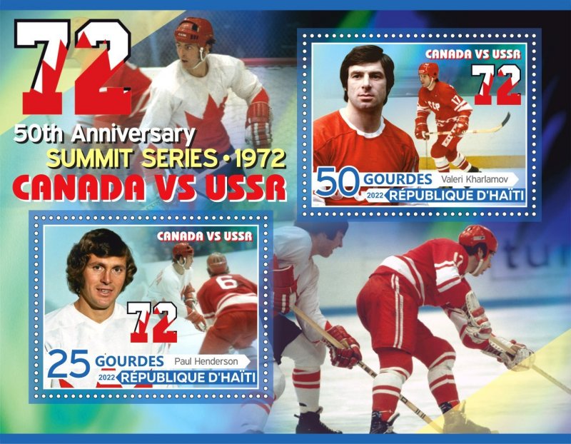 Stamps. Sports USSR-Canada Hockey Haiti 2022 year 1+1 sheets perforated