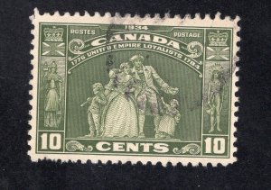 Canada 1934 10c olive green Monument, Scott 209 used, value = $7.50
