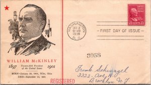 FDC 1938 SC #829 Linprint Cachet - Washington DC - Single - F71522