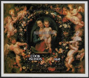Cook Is. #B141A MNH S/Sheet - Christmas Painting Surcharged