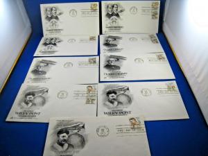 U.S. FIRST DAY COVER SETS - LOT of 9 - 1978-79 -  AVIATION PIONEERS    (FDC-11x)