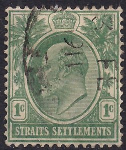 Straits Settlement Malaya 1903 - 04 KEV11 1ct Grey Green Used SG 123 ( C326 )