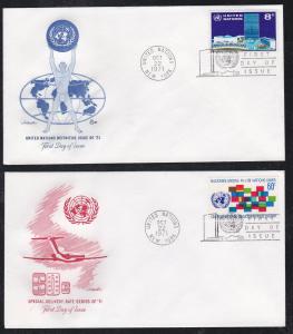 U.N. - New York # 222-223, UN Headquarters & Symbolic Flags, First Day Cover