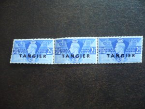 Stamps - Great Britain - Tangier-Scott#523 - Mint Never Hinged Strip of 3 Stamps