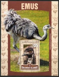 SOLOMON ISLANDS 2016 EMUS  SOUVENIR SHEET MINT  NEVER HINGED