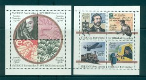 Sweden - Sc# 2512-3. 2005 150th Ann. Swedish Stamps. MNH Souvenir Sheets. $15.00