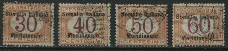 Italian Somalia overprinted 1906-08 Postage Dues 30 to 60 centesimi used