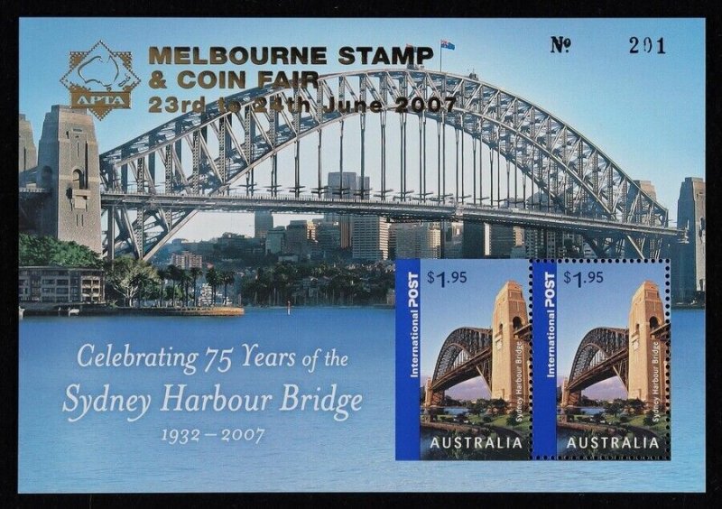 AUSTRALIA 2007 Harbour Bridge $3.90 M/Sheet overprint Melbourne June Fair MNH **