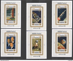 1971 Manama Space Apollo 15 #578-83 Michel 28 Euro 6Bl ** Ar094